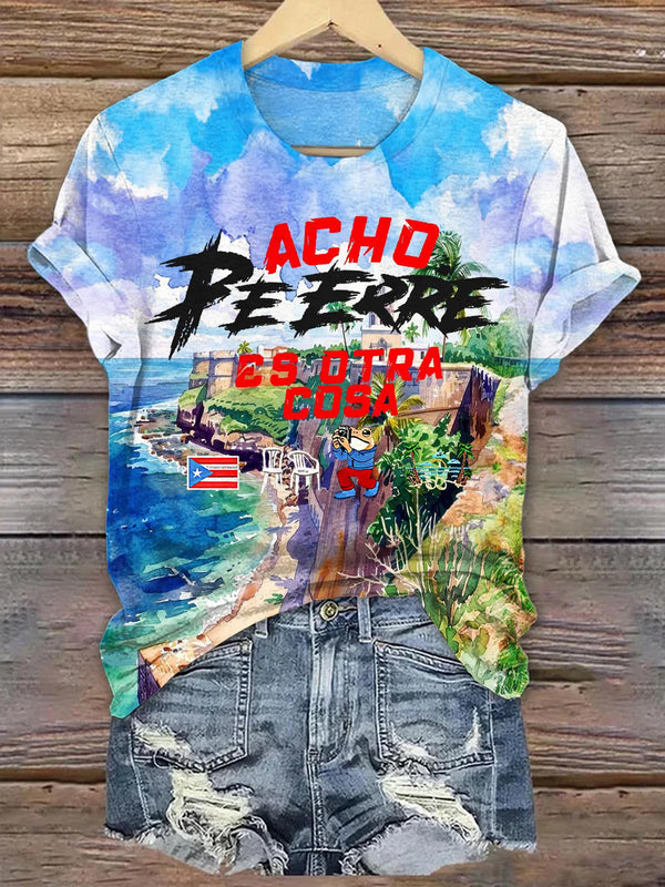 Puerto Rican Print Crew Neck T-shirt