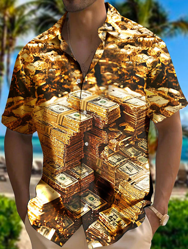 Men's Funny Dollar Print Short Sleeve Shirts