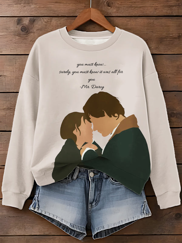 Pride And Prejudice 2005 Movie Printed Long Sleeve Casual Top