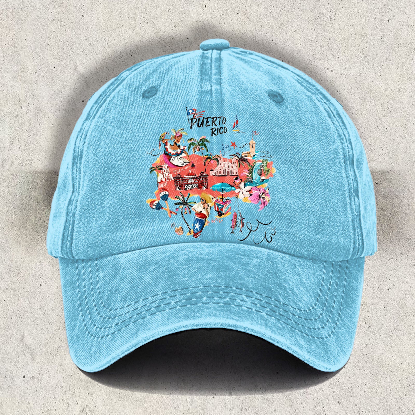 BadBunny Puerto Rico Print Baseball Cap