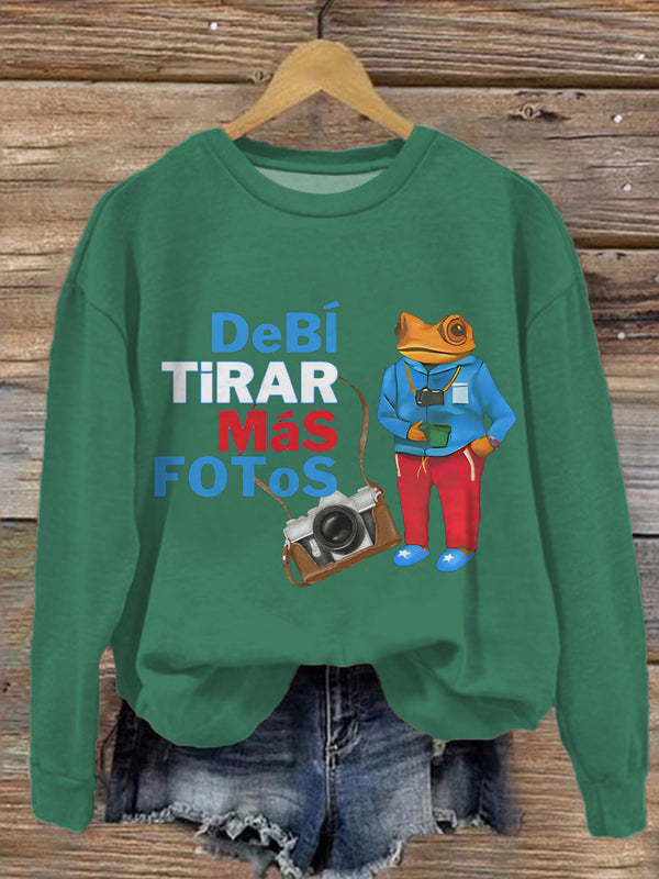 Green Dtmf Printed Long Sleeve Casual Top