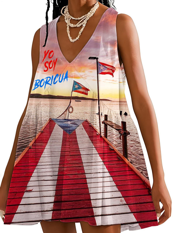 Puerto Rico Classic V-neck Sleeveless Dress