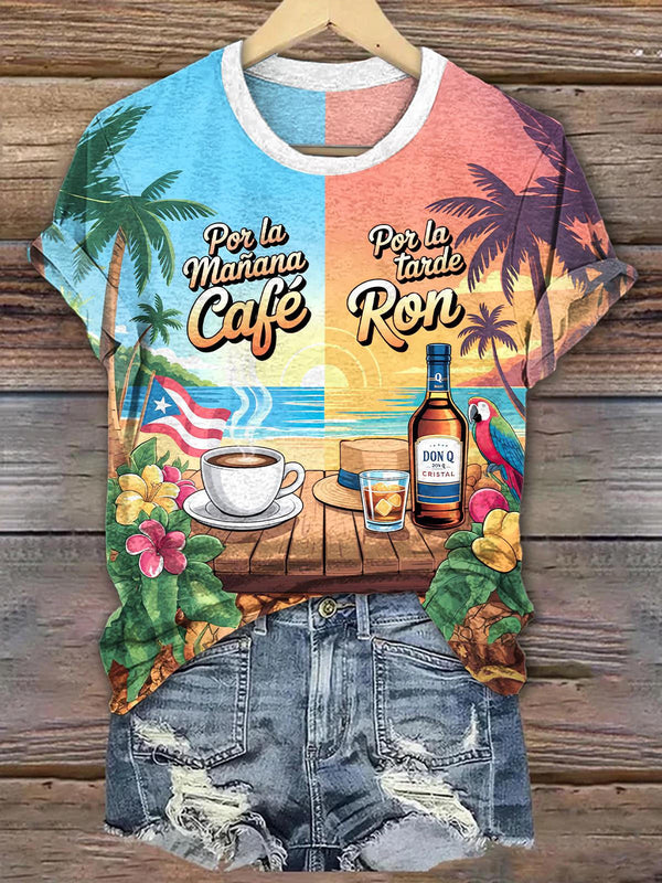 Puerto Rican Print Crew Neck T-shirt