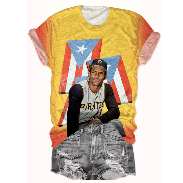 Roberto Clemente Puerto Rico Crew Neck T-shirt