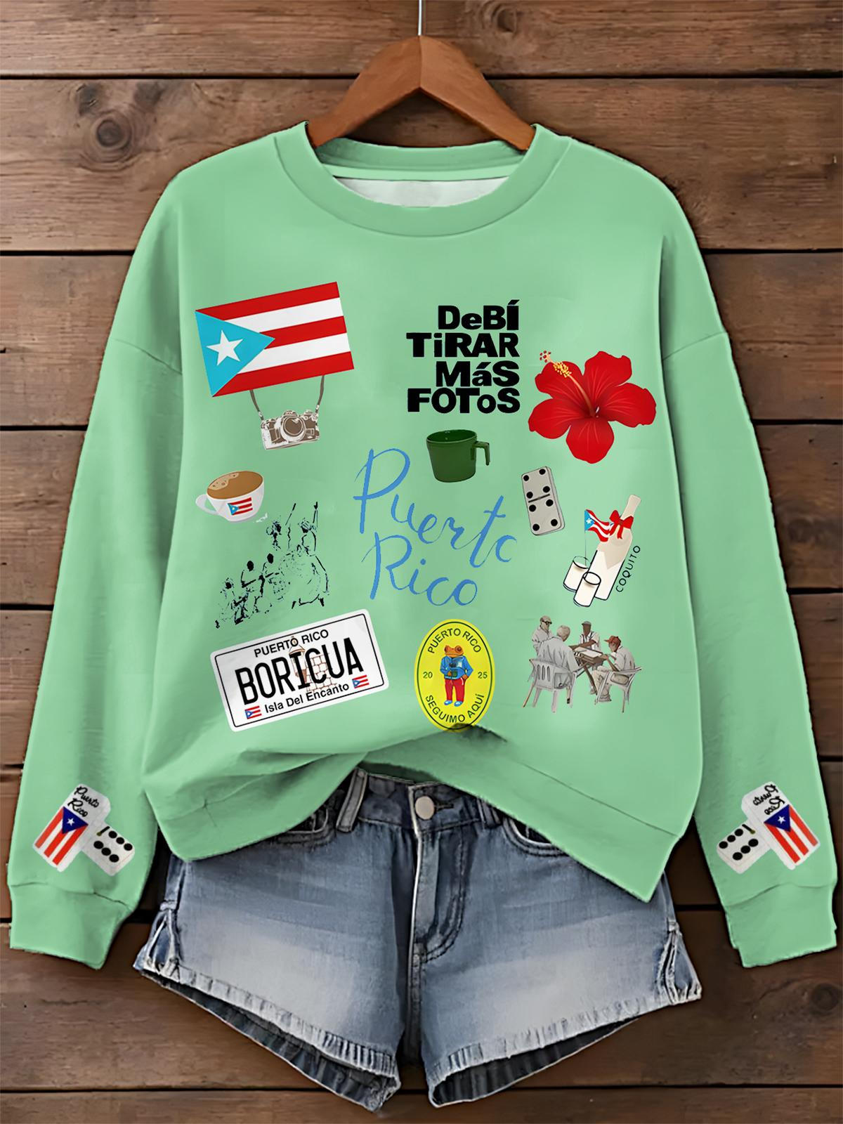 Camiseta casual de manga larga con estampado de Bad Bunny Dtmf Puerto Rico 