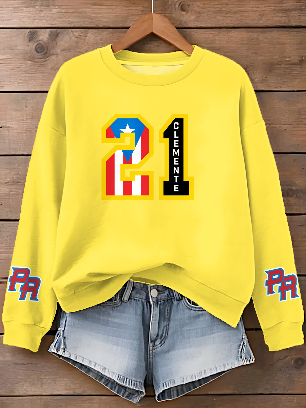 Roberto Clemente Printed Long Sleeve Casual Top