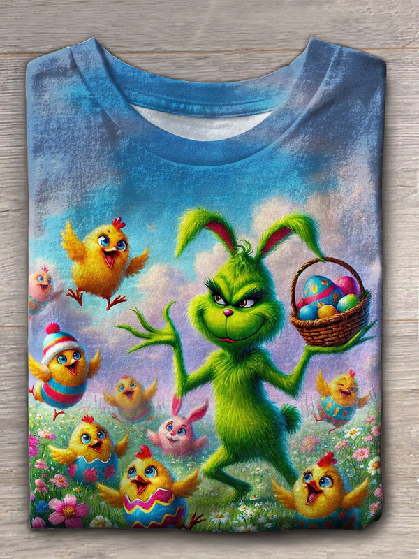 Green Monster And Easter Eggs Crew Neck T-shirt