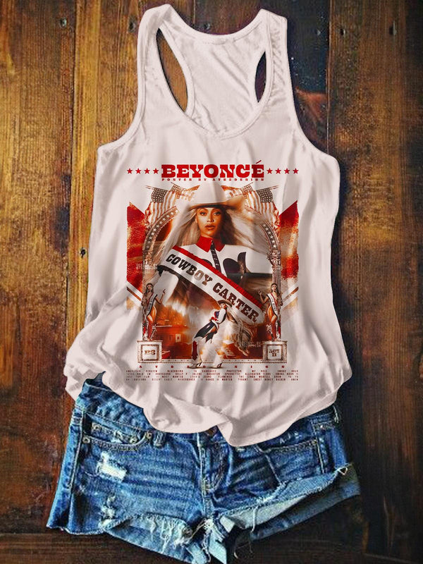 Vintage Beyoncé Concert Printed Casual Tank Top