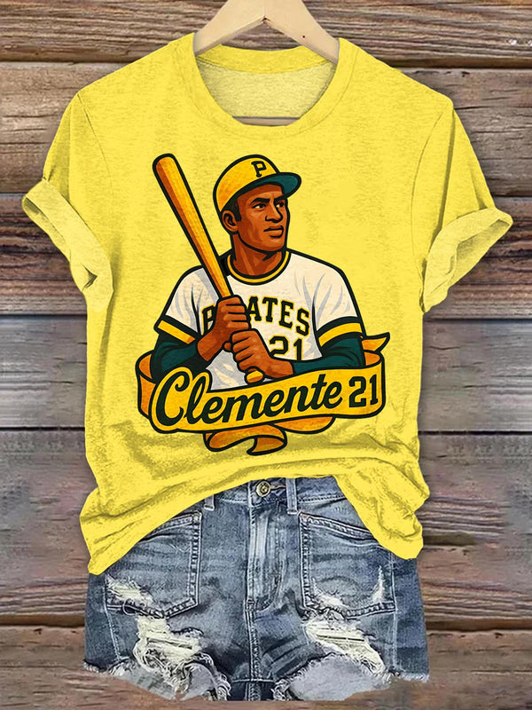 Roberto Clemente Puerto Rican Print Crew Neck T-shirt