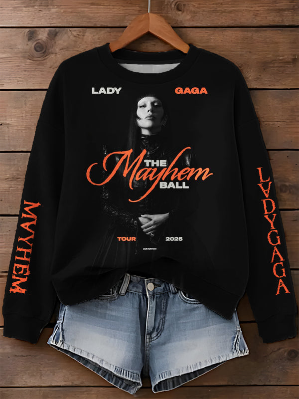 Lady Gaga Mayhem Ball Tour Printed Long Sleeve Casual Top