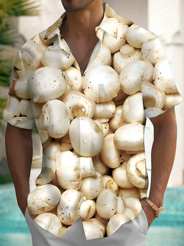 Camisas de manga corta con bolsillo para hombre con diseño de setas