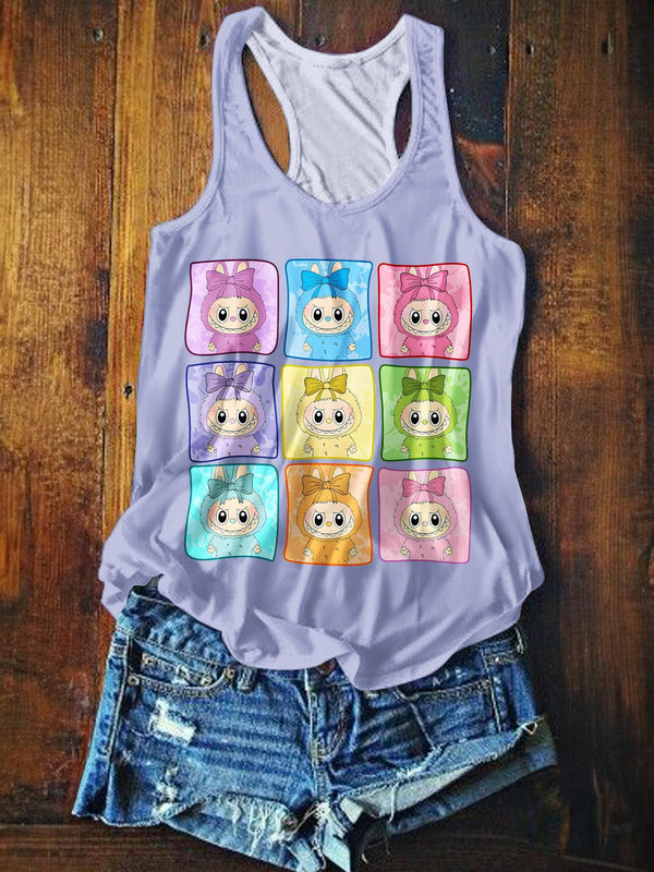 Cute Labubu Printed Casual Tank Top