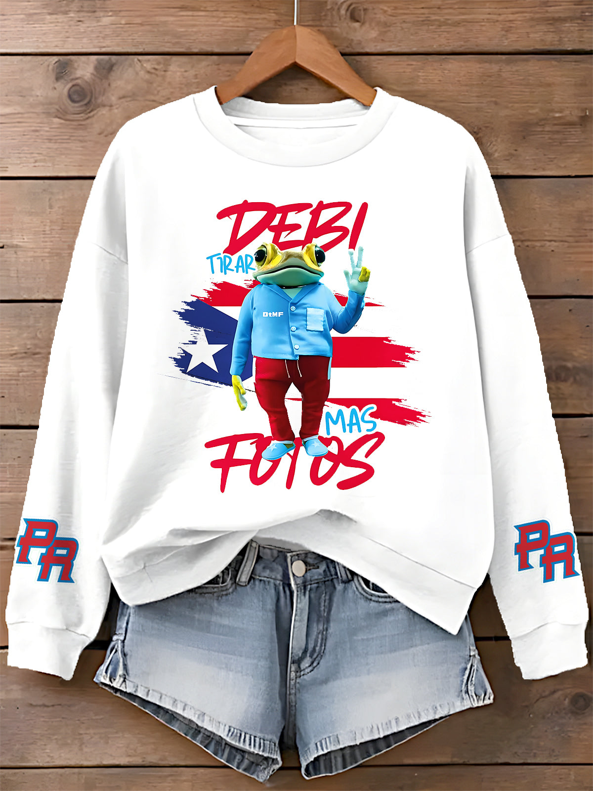 Puerto Rican Print Long Sleeve Casual Top