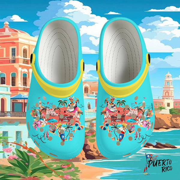 Puerto Rico Classic Print Adult Crocs Shoes
