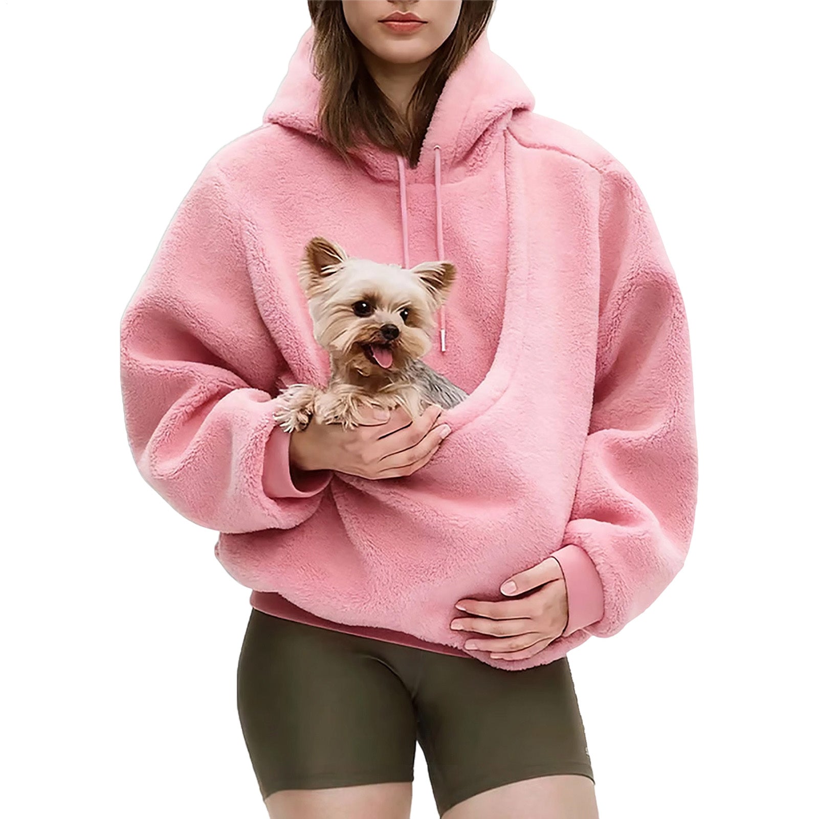 Pet Carrier Hoodie Fuzzy Solid Color Puppy Kitten Cat Holder Carriers Hoodies with Pocket for Home Sofa positive