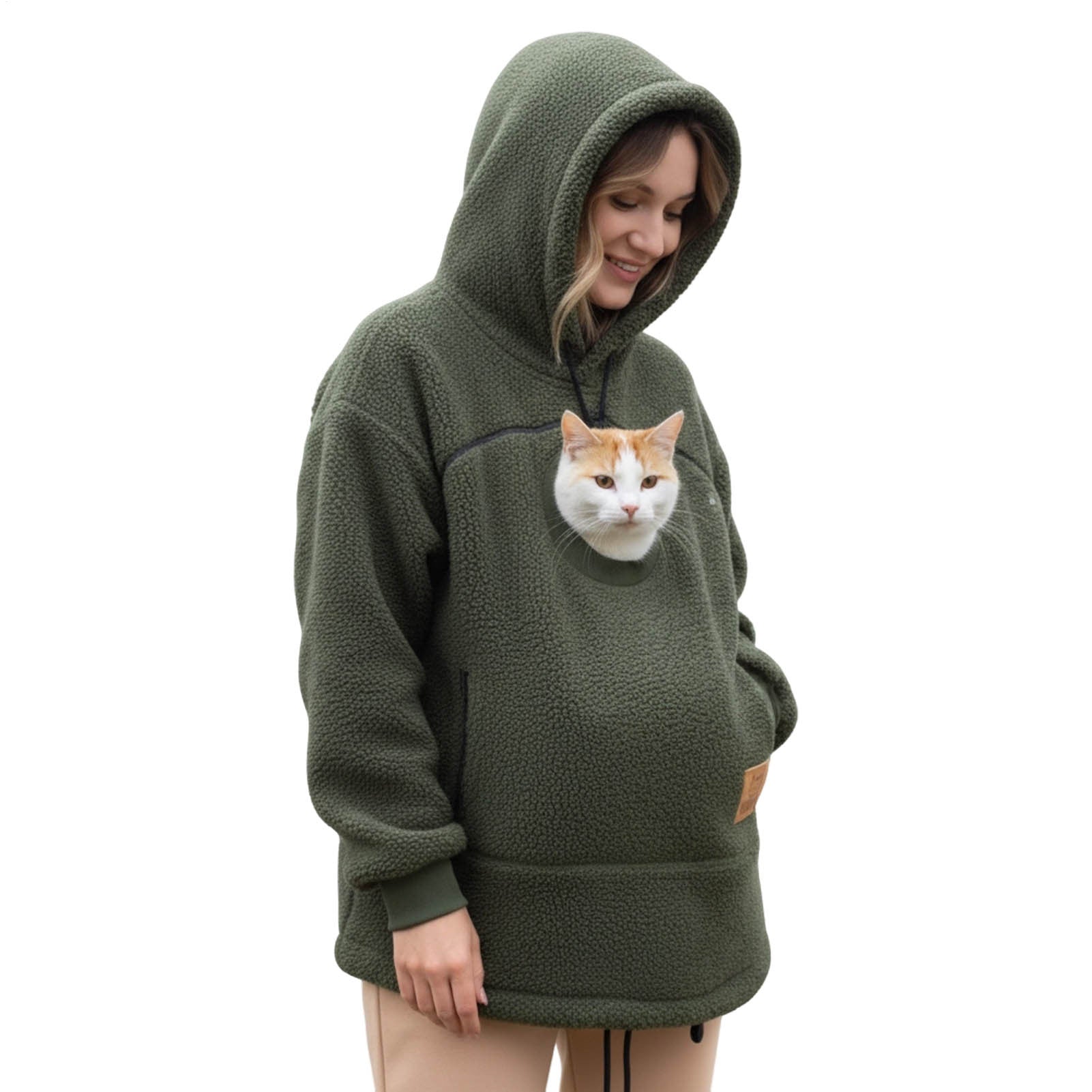 Pet Care Hoodie Long Sleeve Warm Fall Winter Pullover Sweatshirt with Dog Pouch for Outdoor Dog Walking generous