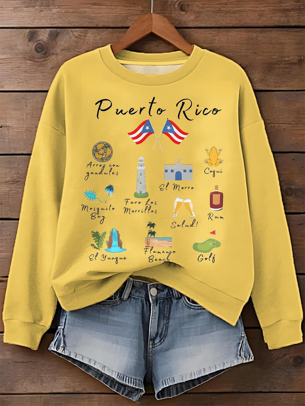 Puerto Rican Gems & Landmarks Souvenir Printed Sweatshirt
