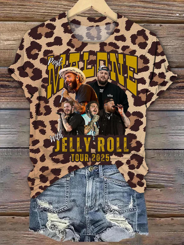 Leopard Post Malone vs Jelly Roll Tour 2025 T-shirt