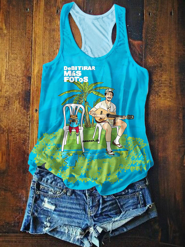 Puerto Rican Badbunny Printed Casual Tank Top