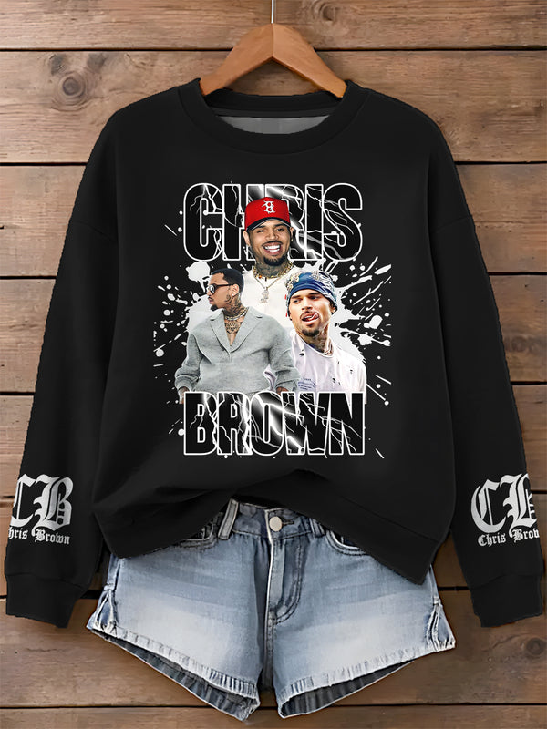 Chris Brown Breezy Bowl XX Printed Long Sleeve Casual Top