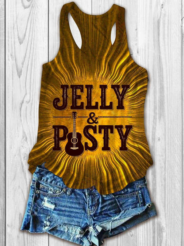 Jelly Posty Printed Casual Tank Top