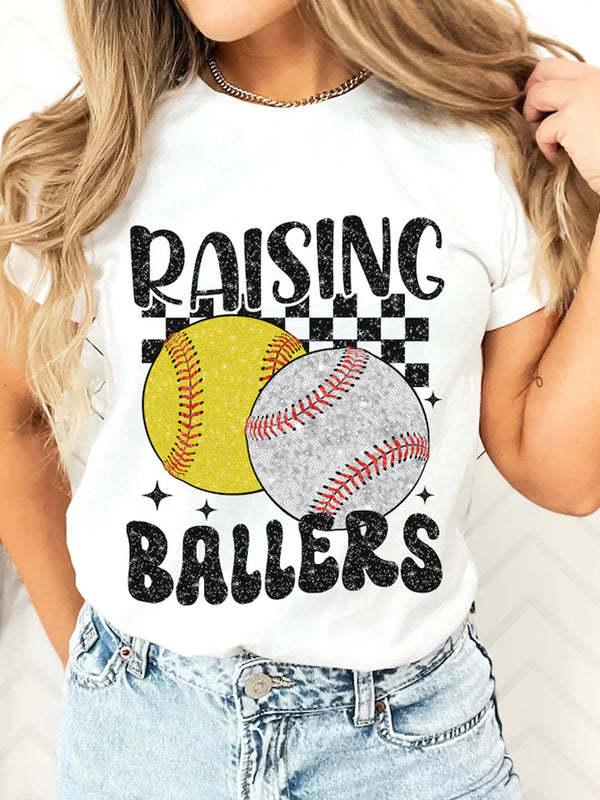 Camiseta retro de béisbol y sóftbol con cuello redondo 