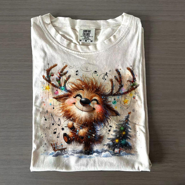 Christmas Lights Moose Crew Neck T-shirts