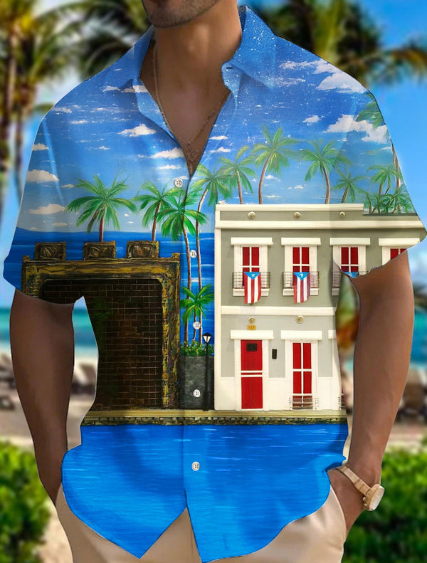 Puerto Rican Classic Architecture Men's Short Sleeve Shirts
