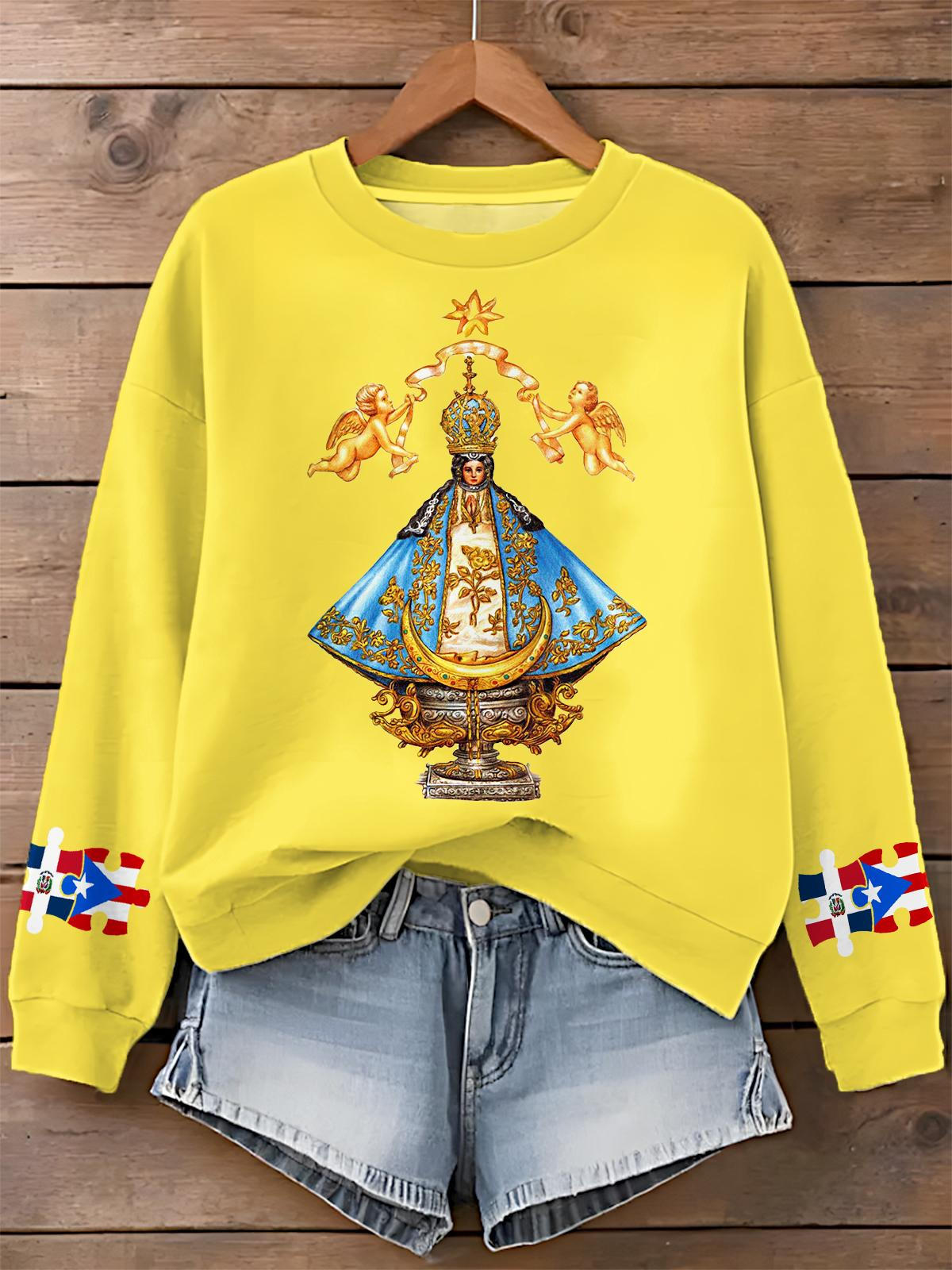 Dominican Republic Print Long Sleeve Casual Top