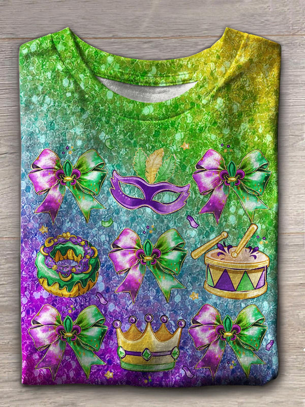 Women's Mardi Gras Coquette Crew Neck T-shirt