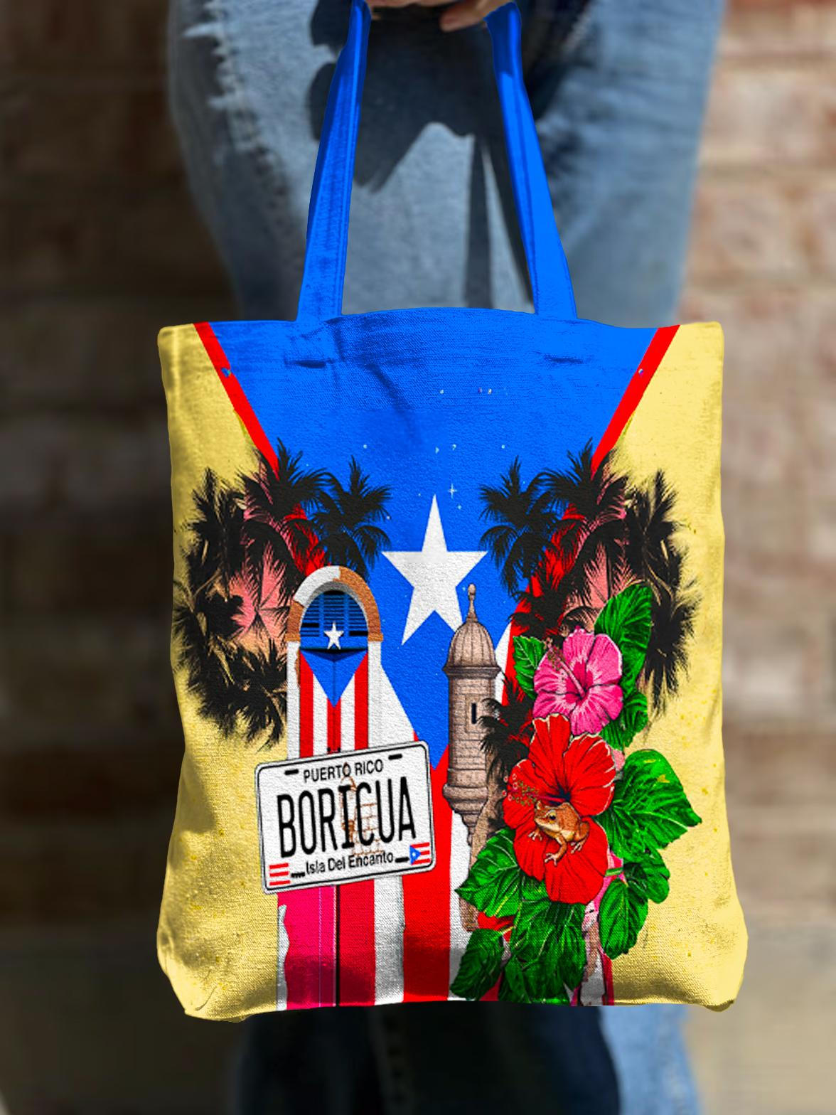 Puerto Rico Shoulder Zipper Canvas Bag