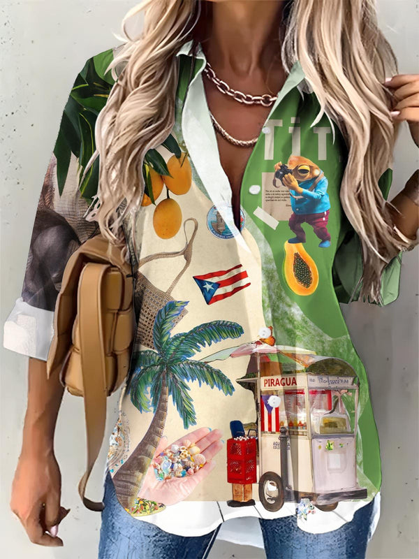 Puerto Rico Women's Printed Casual Shirt