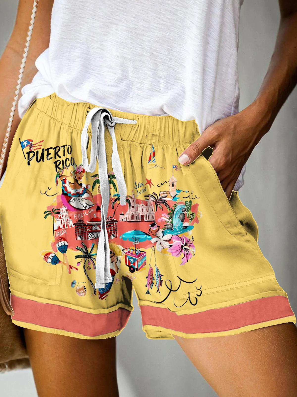 BadBunny Puerto Rican Print Casual Shorts