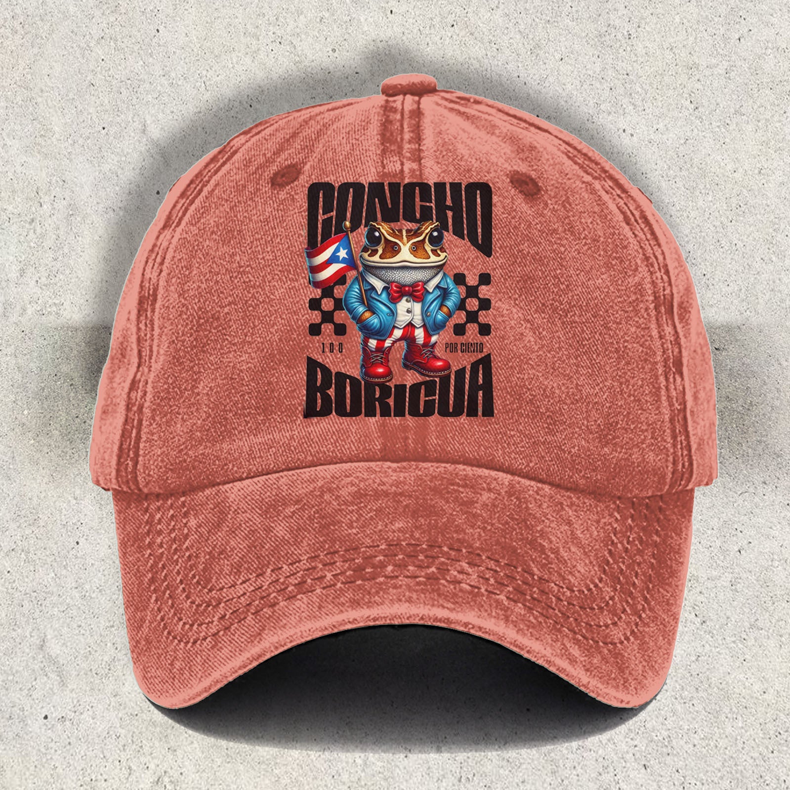 Concho Boricua Bad Bunny Frog Printed Baseball Cap