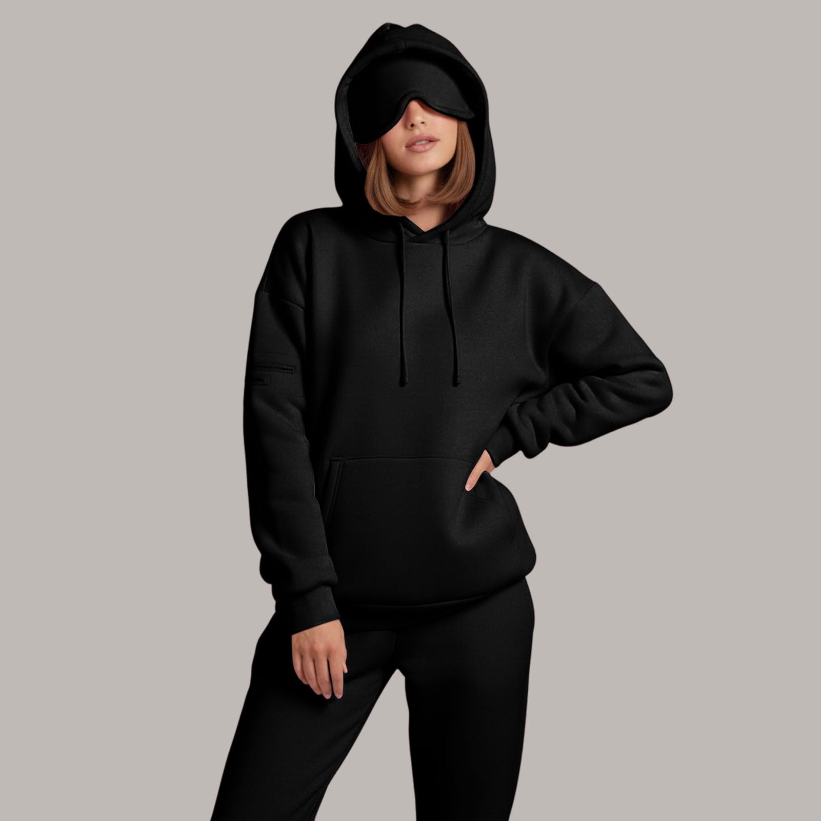 Airplane Mode Travel Hoodie Men Women Comfort Hoodies with Eyeshade Pullover Tops Clothes with Hidden Pockets charming