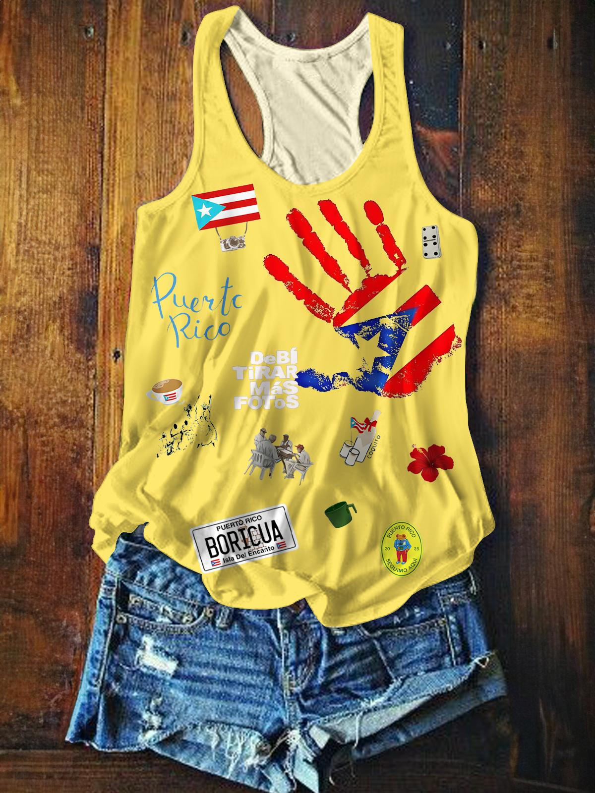 Puerto Rico Printed Casual Tank Top