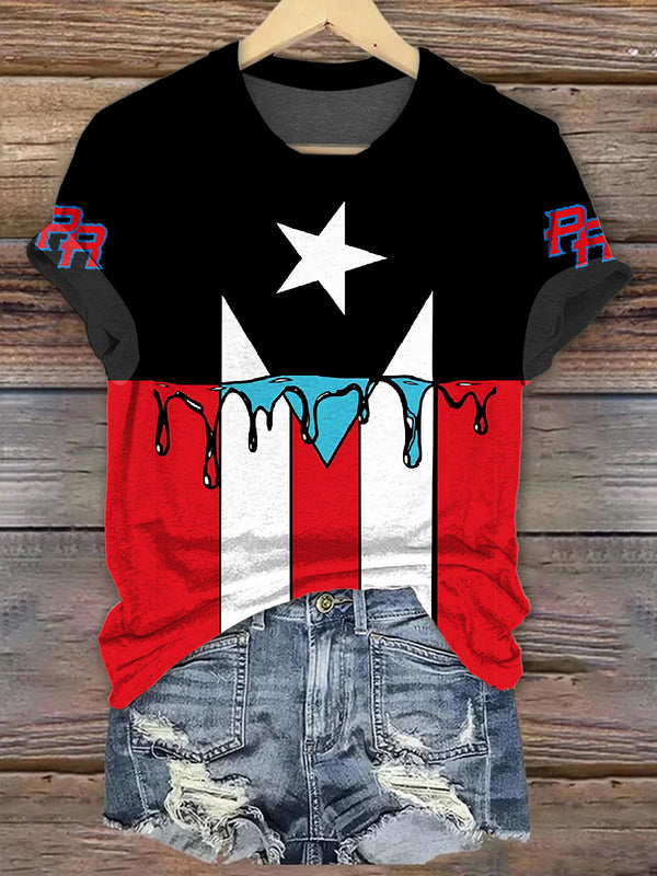 Puerto Rican Art Flag Crew Neck T-shirt