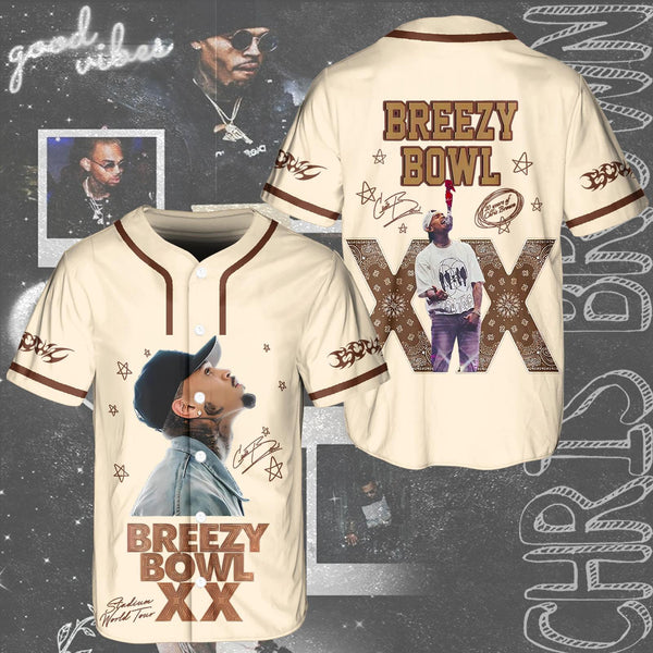 Chris Brown Breezy Bowl XX Tour Baseball Jersey