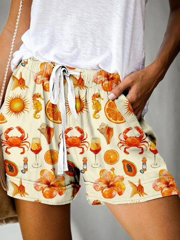 Crawfish Season Boil Print Casual Shorts