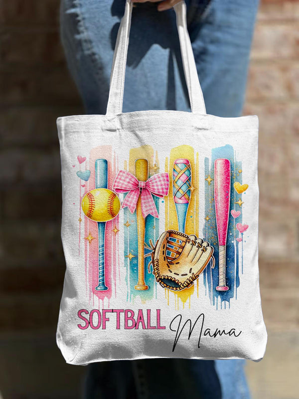 Colorful Baseball Shoulder Zipper Canvas Bag