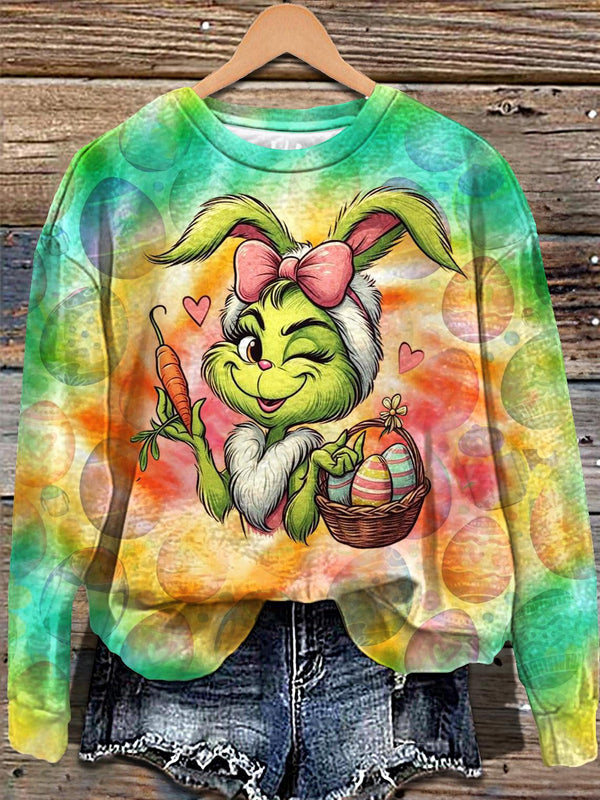 Easter Bunny Egg Cute Printed Long Sleeve Casual Top