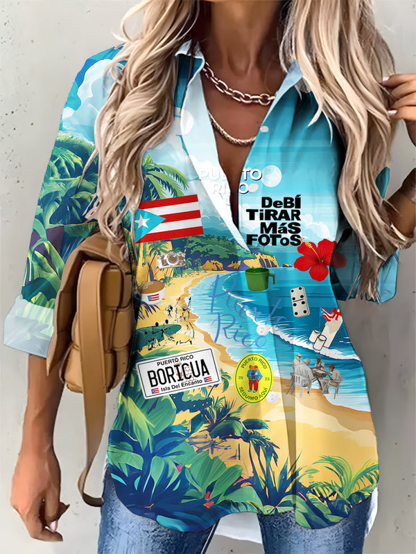 Puerto Rico Women's Printed Casual Shirt