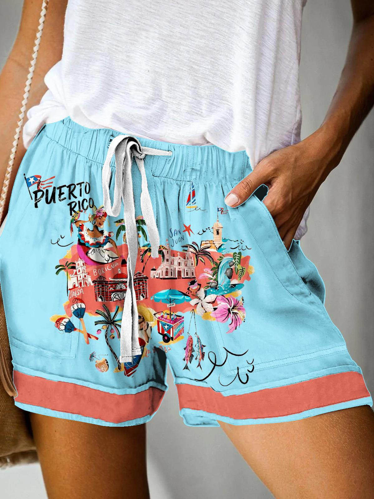 BadBunny Puerto Rican Print Casual Shorts