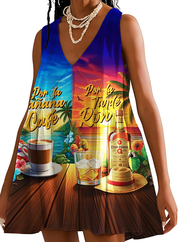 Puerto Rican V-neck Sleeveless Dress