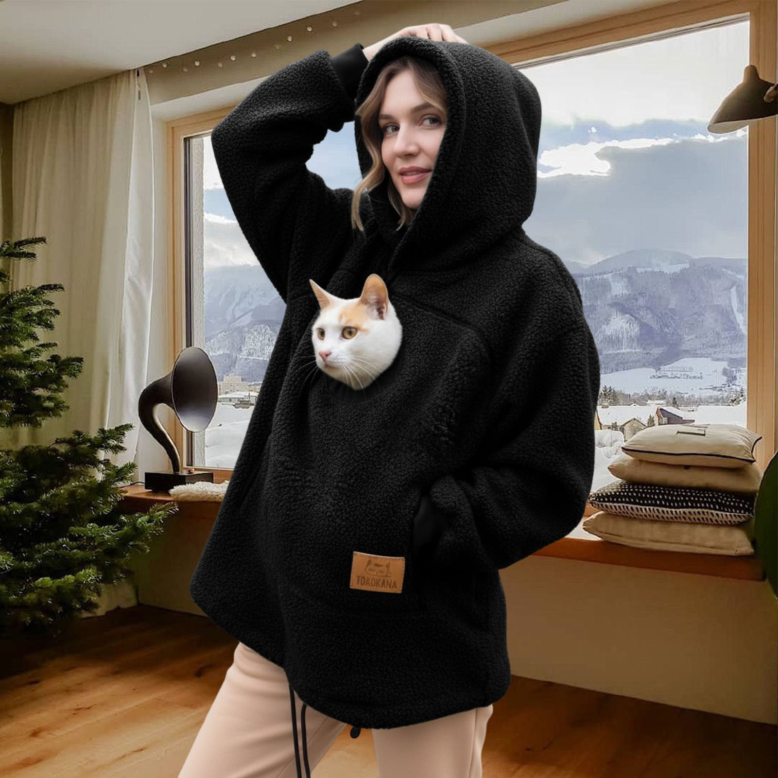 Pet Care Hoodie Long Sleeve Warm Fall Winter Pullover Sweatshirt with Dog Pouch for Outdoor Dog Walking generous