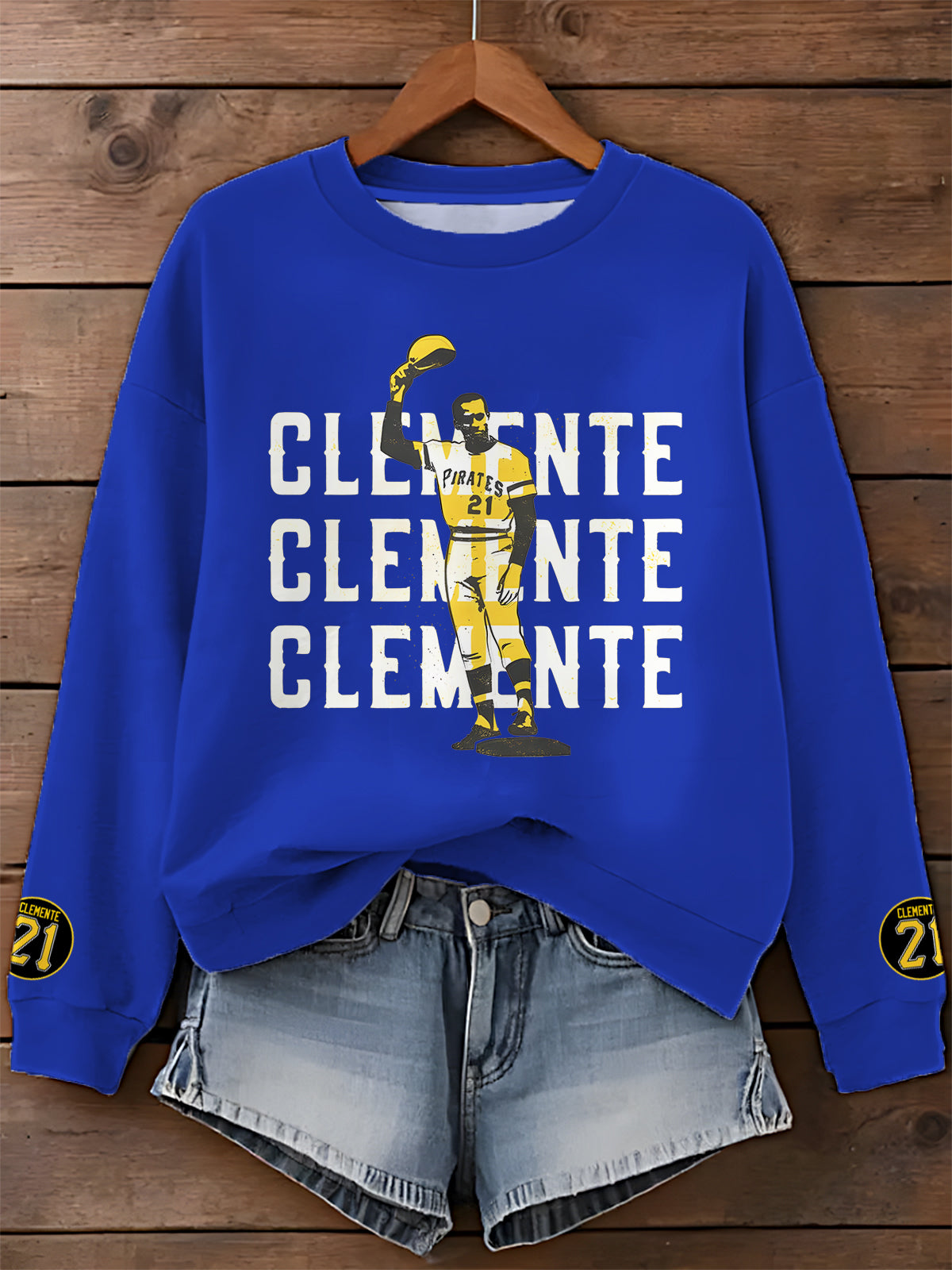 Roberto Clemente Printed Long Sleeve Casual Top