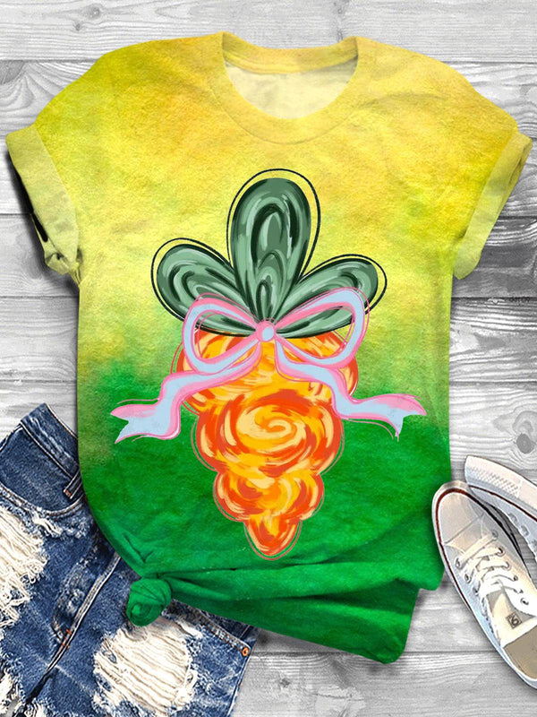 Happy Easter Carrot Coquette Printed T-shirt