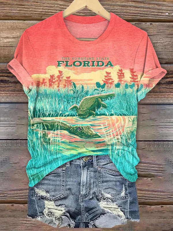 Florida Crocodile Crew Neck T-shirt