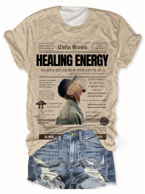 Camiseta de cuello redondo retro y vintage de Chris Brown 