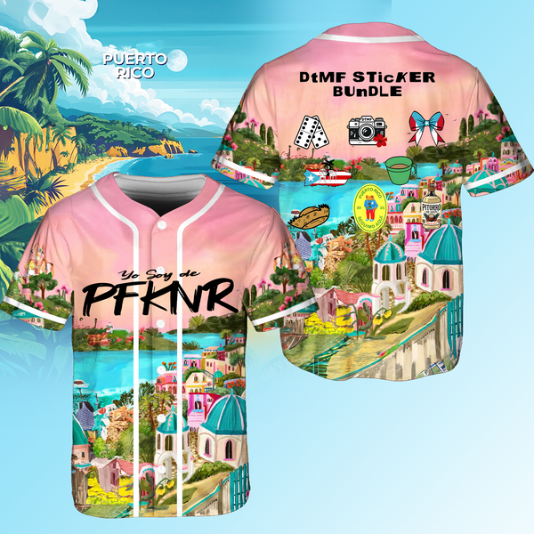 Puerto Rico Symbols Set Baseball Jersey